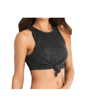 Seafolly Mesh Tie Front Crop Top - Black