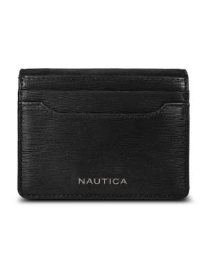 Nautica Textured Leather Card Case - Black