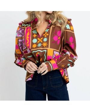 Karlie Floral Frame Gianna Blouse - Red