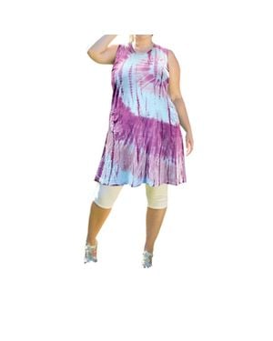 On The Plus Side Tie Dye Sleeveless Ana Tank Dress - Purple