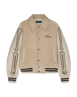 Amiri Alabaster Varsity Bones Bomber Jacket - Natural