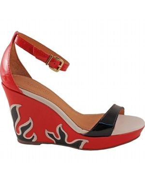 Klimini Fiery Fashionable Design Leather Wedge - Red