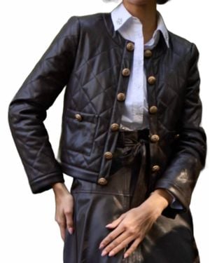 Stellah Faux Leather Quilted Jacket - Black