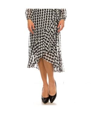 Maison Tara Houndstooth Long Sleeve Midi Dress - Black