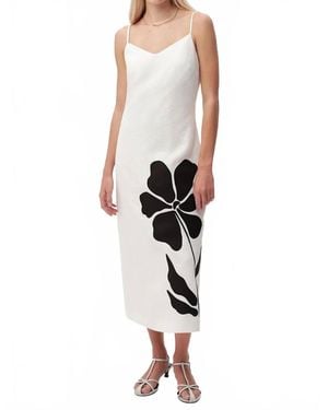 Exquise Cannon Spaghetti Strap Linen Midi Dress - White