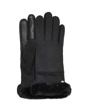 UGG Seamed Glove Leather Sheepskin Lined Touch Screen Dsgl1413 - Black