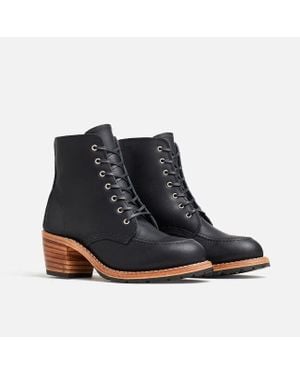 Red Wing Wing Heritage Clara 3406 Boots Leather Lace Up Block Heel - Blue