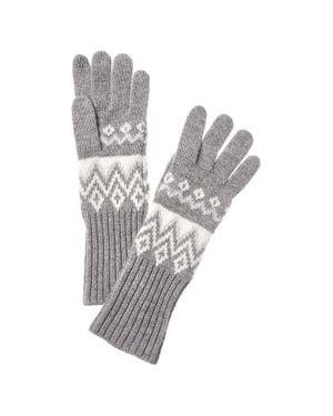 Hannah Rose Fairisle Essential Cashmere Gloves - White