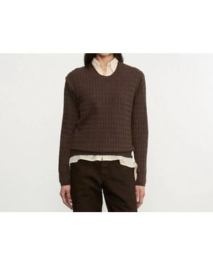 Enza Costa Cable Knit Easy Crew Sweater - Black