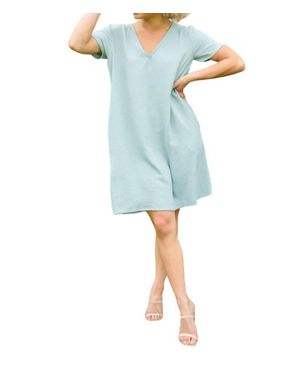 Mittoshop Time After Time V-Neck Dress - Blue