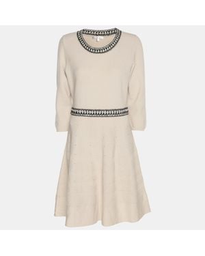 Paule Ka Off/ Knit Midi Dress - Natural