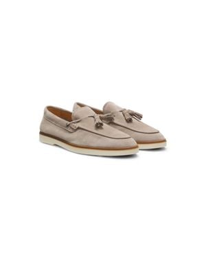 BOSS Suede Loafers With Tassel Trim - Green