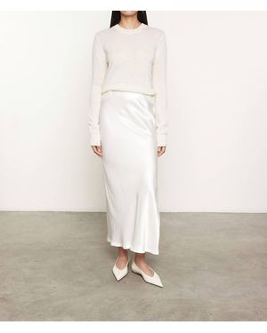 Enza Costa Satin Bias Cut Skirt - White