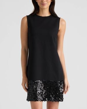 Ellen Tracy Sleeveless Dress With Sequin Insert - Black