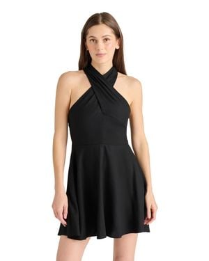 Steve Madden Kosta Mini Dress Cross Neck Party & Cocktail Pall339 - Black