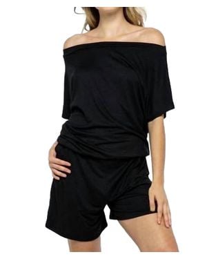 Elli Off The Shoulder Pocket Romper - Black