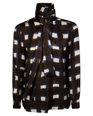 Incotex Scarf-Style Shirt With Geometric Square Motif - Black
