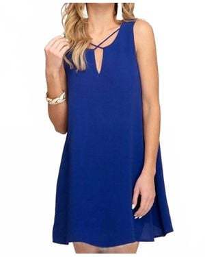 She + Sky Sleeveless Lined With Crisscross Neck Detail Dress - Blue