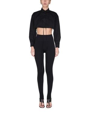 ANDREADAMO Pointed Collar Cropped Shirt - Black