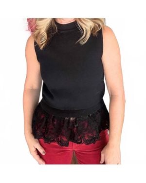 Strut & Bolt Lace Trim Sleeveless Knit Top - Black