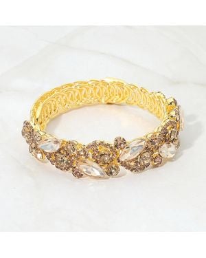 Fashnzfab Marquise Stone Cluster Crystal Adjustable Evening Bracelet - Metallic