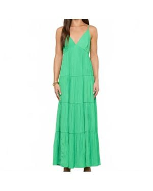 L'Agence Lua Tiered Maxi Dress - Green