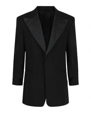 Ferragamo Silk Peaked Lapel Blazer - Black
