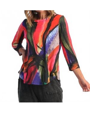 Jess & Jane Vera Sublimation Round Hem Top - Red