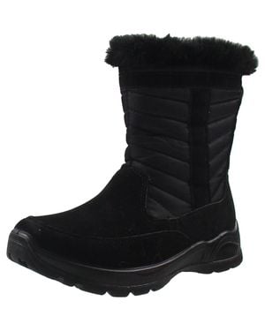 Easy Works by Easy Street Frazer Faux Fur Lined Faux Suede Winter & Snow Boots - Black