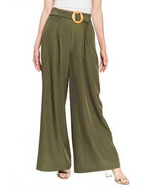 Jade By Jane On The Bright Side Belted Pants - Green