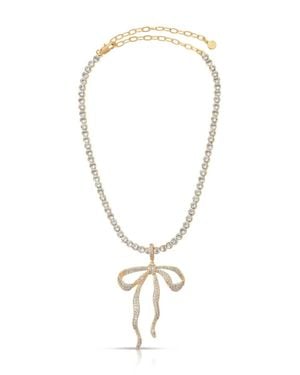 Ettika Pave Bow Tennis Necklace - Natural