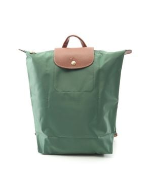 Longchamp Le Pliage Original Canvas Leather Backpack - Green
