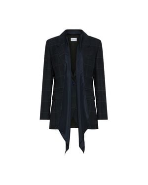 Marella Mlldritto Windowpane Check Satin Scarf Blazer - Black
