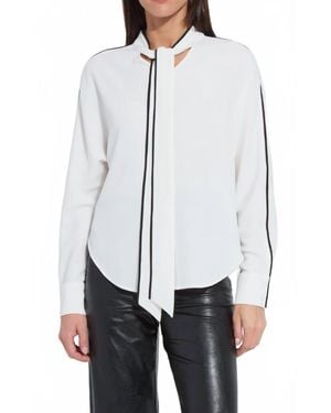 Lyssé Daphne Dolman Sleeve Bow Blouse - White
