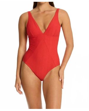 Sea Level Caracus Scoop Back Panel Line One Piece Swimsuit - Red