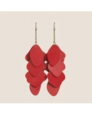 Nickel & Suede Florence Earrings - Red