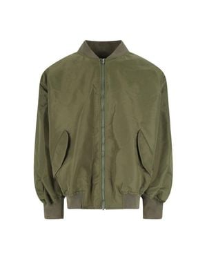 Hed Mayner Nylon Zip Jacket With Ribbed Details - Green