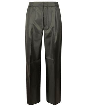 Sa Su Phi High-Waisted Pants With Structured Waistband And Pleated Front - Gray