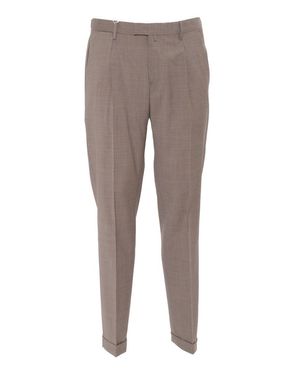 BRIGLIA Tapered Tailored Pants With Subtle Check Pattern - Gray