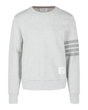 Thom Browne 4-Bar Stripe Crewneck Sweatshirt - Gray