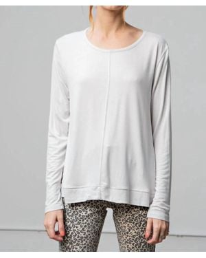 Easel Long Sleeve Boxy Knit Top - Gray