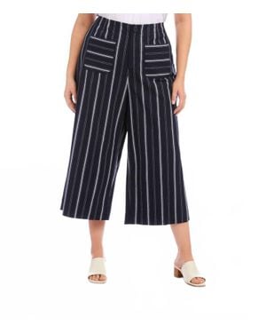 Karen Kane Stripe Cropped Wide-Leg Pants - Blue