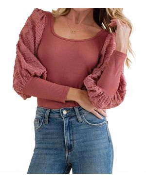 And The Why Miley Textured Puff Sleeve Bodysuit