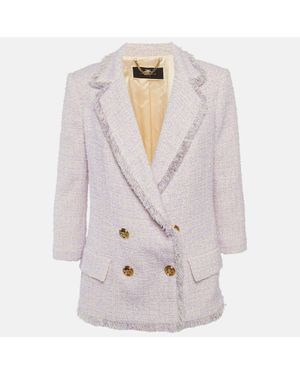 Elisabetta Franchi Tweed Double Breasted Blazer - Gray