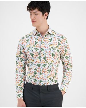 BarIII Bold Ivy Shirts Floral Long Sleeve Button Up Fts278 - Gray