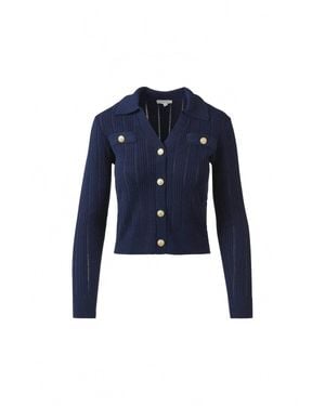 Kinross Cashmere Rib Button Top - Blue