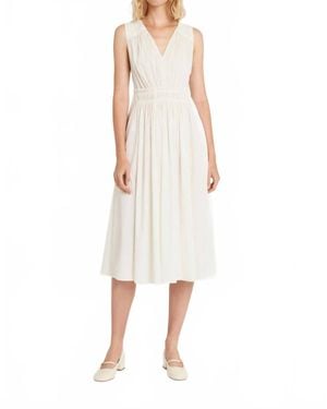 Luxely V-Neck Midi Dress - White