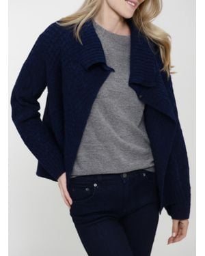 InCashmere Cashmere Blend Long Sleeve Textured Cardigan - Blue