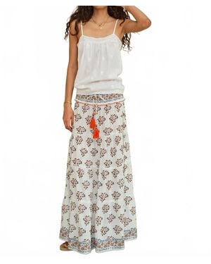 M.A.B.E Stella Print Maxi Skirt - White