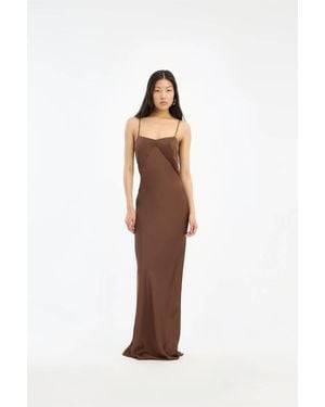 ROTATE BIRGER CHRISTENSEN Satin Maxi Slip Dress - Brown